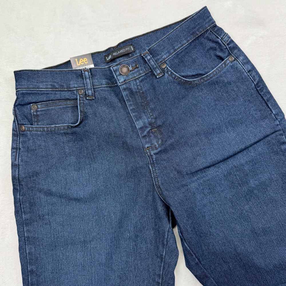 Lee Relaxed Fit Straight Leg Jeans Premium Rinse Indigo Blue 8 Short